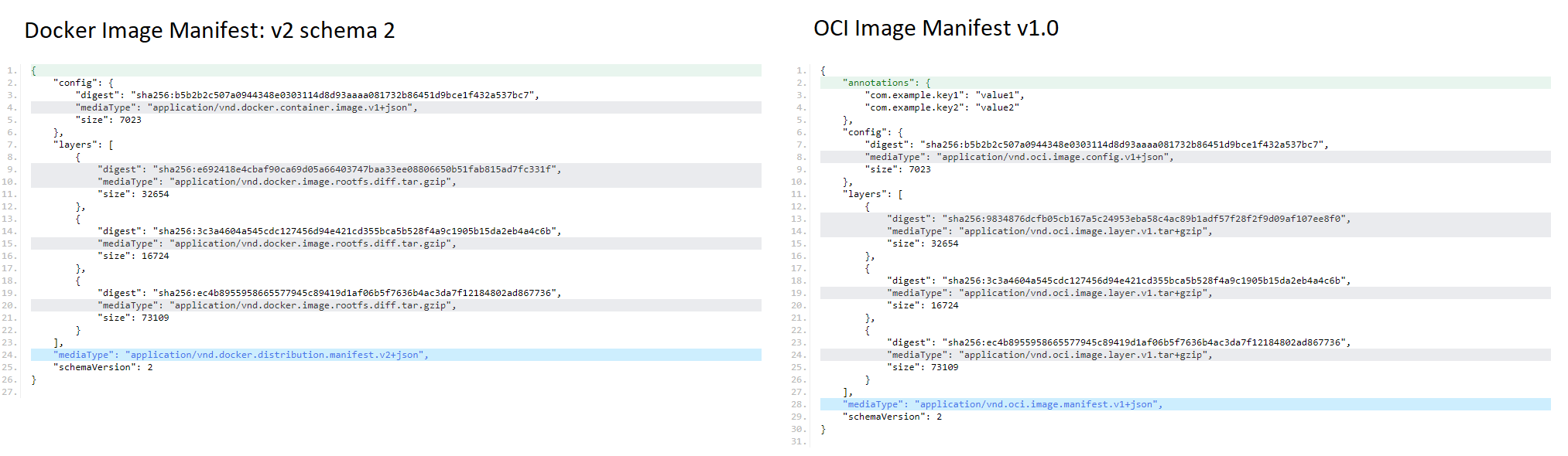 Docker vs OCI image manifest
